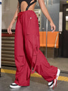 Street Vibes 90s Flap Pocket Drawstring Hem Cargo Parachute Pants