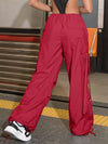 Street Vibes 90s Flap Pocket Drawstring Hem Cargo Parachute Pants