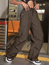 Street Vibes 90s Flap Pocket Drawstring Hem Cargo Parachute Pants