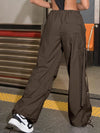 Street Vibes 90s Flap Pocket Drawstring Hem Cargo Parachute Pants