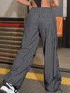 Street Vibes 90s Flap Pocket Drawstring Hem Cargo Parachute Pants