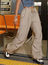 Street Vibes 90s Flap Pocket Drawstring Hem Cargo Parachute Pants