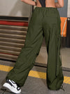 Street Vibes 90s Flap Pocket Drawstring Hem Cargo Parachute Pants