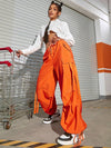 Street Vibes 90s Flap Pocket Drawstring Hem Cargo Parachute Pants