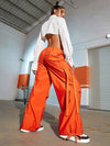 Street Vibes 90s Flap Pocket Drawstring Hem Cargo Parachute Pants