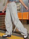 Street Vibes 90s Flap Pocket Drawstring Hem Cargo Parachute Pants