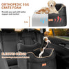 DOG CAR SEAT - MEMORY FOAM BOOSTER SEAT FOR SMALL DOGS UP TO 25LBS, ELEVATED WITH STORAGE POCKETS & SEAT BELT