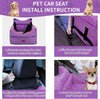 DOG CAR SEAT - MEMORY FOAM BOOSTER SEAT FOR SMALL DOGS UP TO 25LBS, ELEVATED WITH STORAGE POCKETS & SEAT BELT