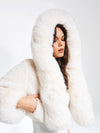 SIENNA WHITE CROPPED FAUX FUR JACKET - CHIC WINTER SHORT COAT FOR WOMEN