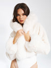 SIENNA WHITE CROPPED FAUX FUR JACKET - CHIC WINTER SHORT COAT FOR WOMEN