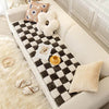 CREAM COLORED LARGE PLAID FUZZY PET MAT - COMFORTABLE DOG BED & COUCH COVER