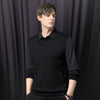 MEN'S LAPEL FAUX TWO-PIECE KNITTED SHIRT - STYLISH LONG SLEEVE CASUAL TOP