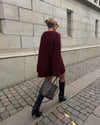 OVERSIZED BURGUNDY WOMEN'S SWEATER - LONG SLEEVE O-NECK PULLOVER KNITWEAR