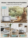 DOWNYPAWS AUTOMATIC STAINLESS STEEL CAT WATER FOUNTAIN – WIRELESS, 2.5L CAPACITY, BATTERY & SENSOR DISPLACEMENT