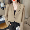 CROPPED WOMEN'S BUTTON-UP BLAZER - KOREAN-STYLE OFFICE SUIT JACKET FOR ELEGANT WEAR