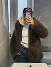 OVERSIZED FAUX FUR COAT WOMEN STAND COLLAR WINTER