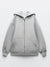 LONG GRAY BOMBER JACKET WITH HOOD