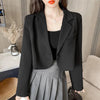 CROPPED WOMEN'S BUTTON-UP BLAZER - KOREAN-STYLE OFFICE SUIT JACKET FOR ELEGANT WEAR