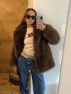 OVERSIZED FAUX FUR COAT WOMEN STAND COLLAR WINTER