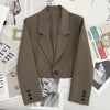 CROPPED WOMEN'S BUTTON-UP BLAZER - KOREAN-STYLE OFFICE SUIT JACKET FOR ELEGANT WEAR