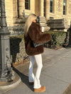 OVERSIZED FAUX FUR COAT WOMEN STAND COLLAR WINTER