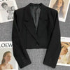 CROPPED WOMEN'S BUTTON-UP BLAZER - KOREAN-STYLE OFFICE SUIT JACKET FOR ELEGANT WEAR