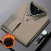 MEN'S LAPEL FAUX TWO-PIECE KNITTED SHIRT - STYLISH LONG SLEEVE CASUAL TOP