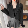 CROPPED WOMEN'S BUTTON-UP BLAZER - KOREAN-STYLE OFFICE SUIT JACKET FOR ELEGANT WEAR