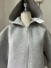 LONG GRAY BOMBER JACKET WITH HOOD