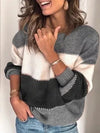 ROUND NECK CASUAL LONG-SLEEVED STRIPED SWEATER - VERSATILE WOMEN'S KNITWEAR