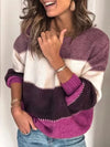 ROUND NECK CASUAL LONG-SLEEVED STRIPED SWEATER - VERSATILE WOMEN'S KNITWEAR