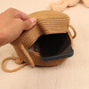 Sofia - Round Straw Crossbody Bag for Women, Handwoven with Zipper