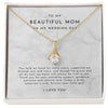 TO MY BEAUTIFUL MOM NECKLACE | WEDDING GIFT FOR MOM | PETITE RIBBON PENDANT