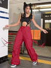 Street Vibes 90s Flap Pocket Drawstring Hem Cargo Parachute Pants