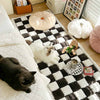 CREAM COLORED LARGE PLAID FUZZY PET MAT - COMFORTABLE DOG BED & COUCH COVER