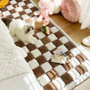 CREAM COLORED LARGE PLAID FUZZY PET MAT - COMFORTABLE DOG BED & COUCH COVER